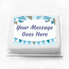 Personalised Photo Cake - Blue Bunting Message Only Personalised Cake
