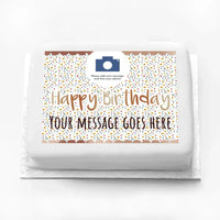 Personalised Photo Cake - Rose Gold Floral Photo & Message Personalised Cake