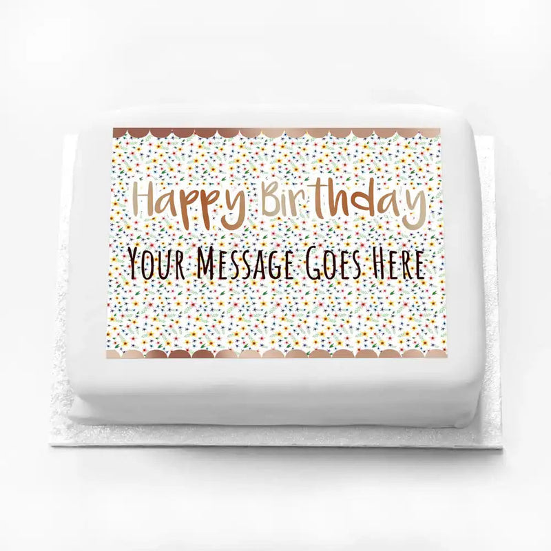 Personalised Photo Cake - Rose Gold Floral Message Only Personalised Cake