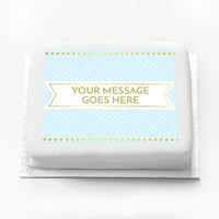 Personalised Photo Cake - Blue Pastel Message Only Large (up to 20 small portions) Personalised Cake