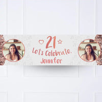 Rose Gold 21st Personalised Party Banner Yes None Personalised Banner