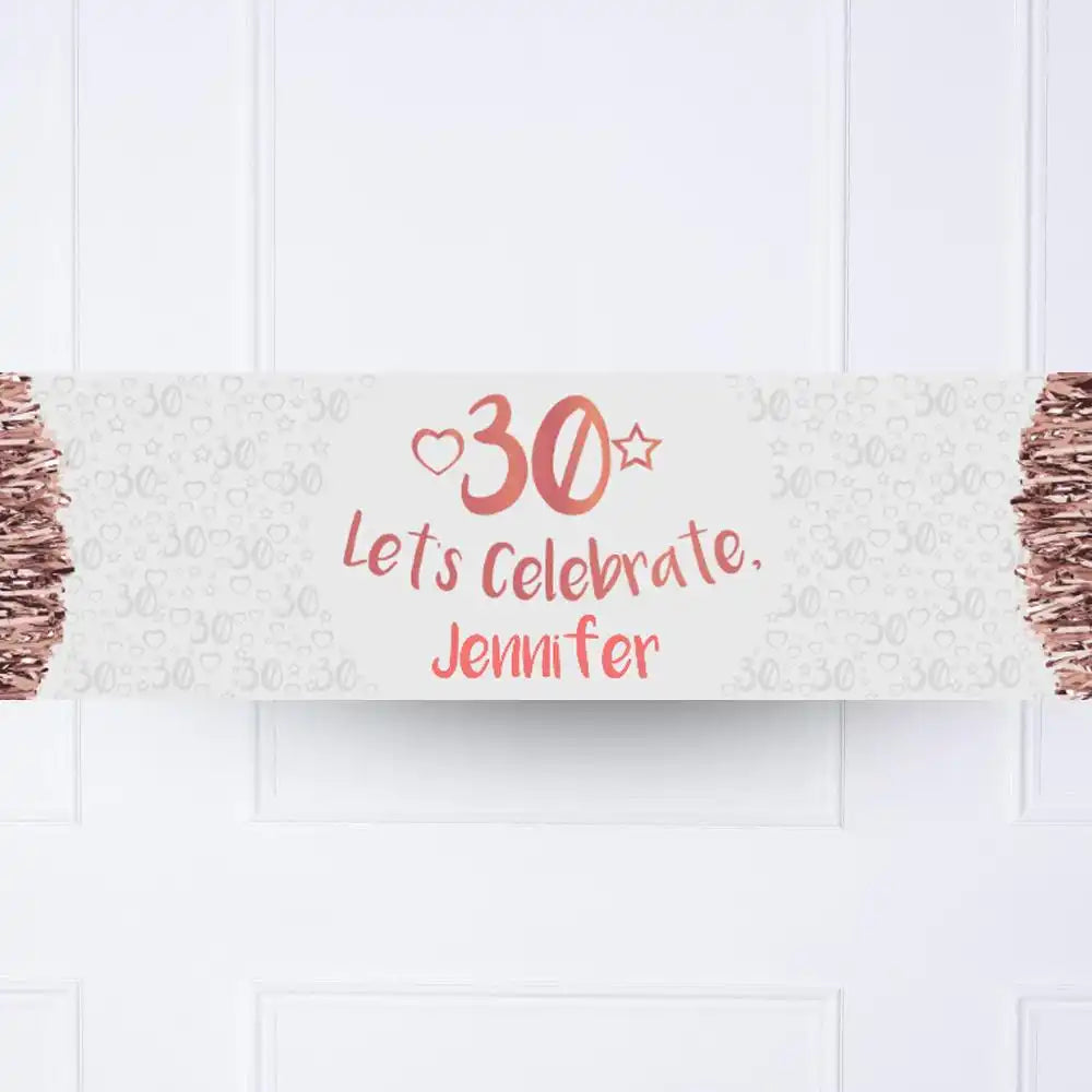 Rose Gold 30th Personalised Party Banner No None Personalised Banner