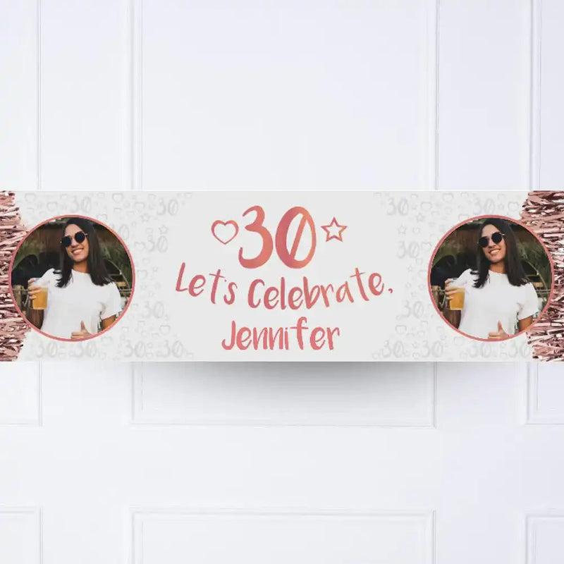 Rose Gold 30th Personalised Party Banner Yes None Personalised Banner