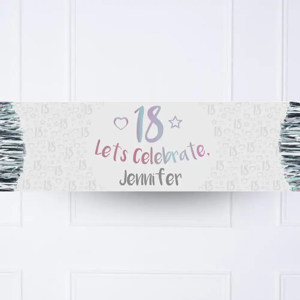 Iridescent 18th Personalised Party Banner No None Personalised Banner