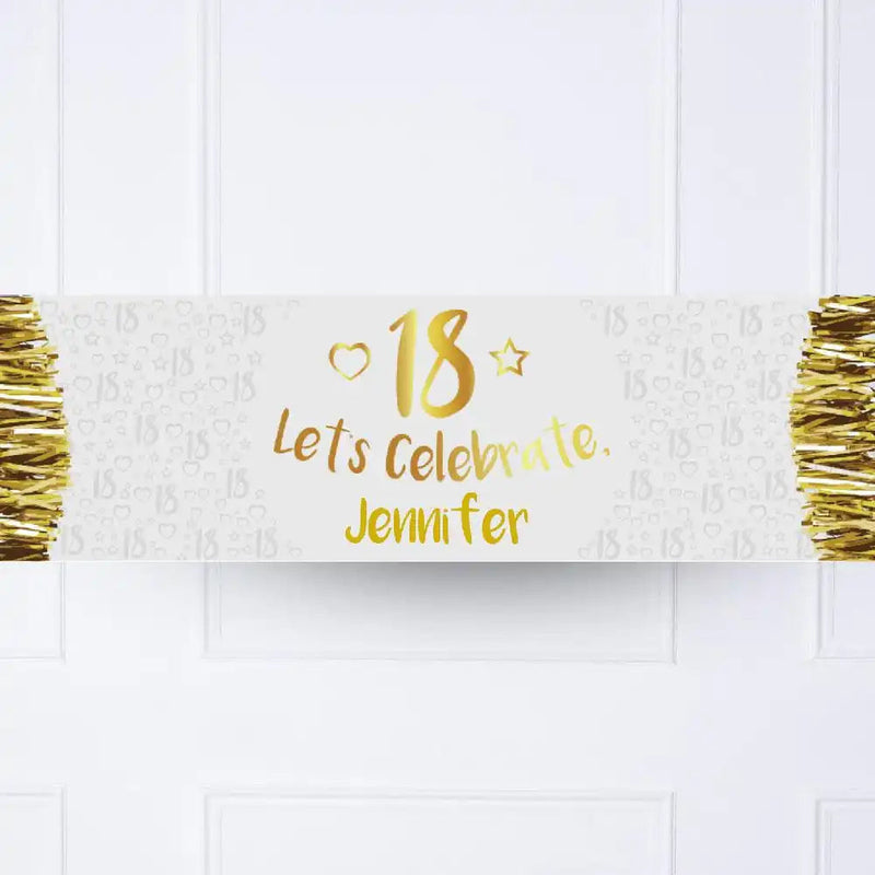 Gold 18th Personalised Party Banner No None Personalised Banner