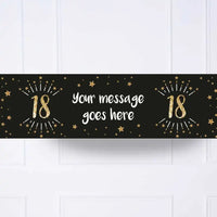 Black & Gold 18th Personalised Party Banner No None Personalised Banner