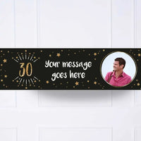 Black & Gold 30th Birthday Personalised Party Banner Yes None Personalised Banner