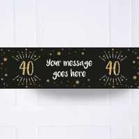 Black & Gold 40th Birthday Personalised Party Banner No None Personalised Banner