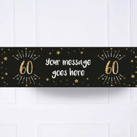 Black & Gold 60th Birthday Personalised Party Banner No None Personalised Banner