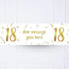 White & Gold Any Age Personalised Party Banner No Enter your own Personalised Banner