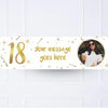 White & Gold Any Age Personalised Party Banner Yes Enter your own Personalised Banner