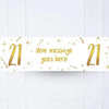 White & Gold Any Age Personalised Party Banner No 21st Personalised Banner