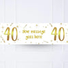 White & Gold Any Age Personalised Party Banner No 40th Personalised Banner