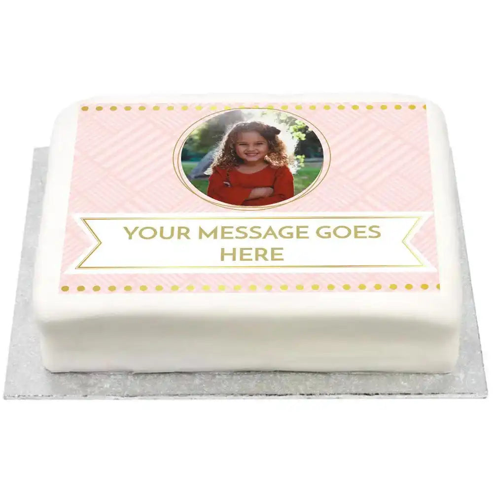 Personalised Photo Cake - Pink Pastel Perfection Personalised Cake