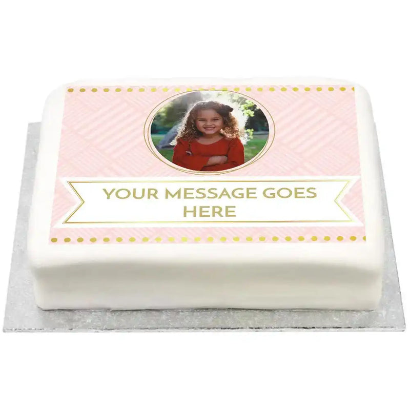 Personalised Photo Cake - Pink Pastel Perfection Personalised Cake