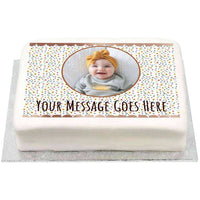 Personalised Photo Cake - Rose Gold Floral Personalised Cake