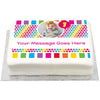 Personalised Photo Cake - Rainbow Stripe Dots Personalised Cake