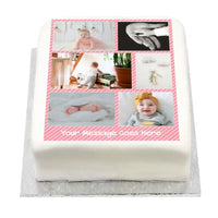 Personalised Multi Photo Cake - Pink Pastel Personalised Cake
