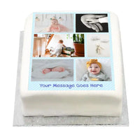 Personalised Blue Pastel Multi Photo Cake Personalised Cake