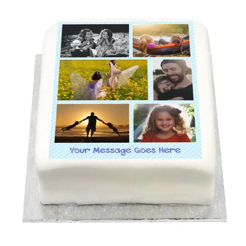 Personalised Blue Pastel Multi Photo Cake Personalised Cake