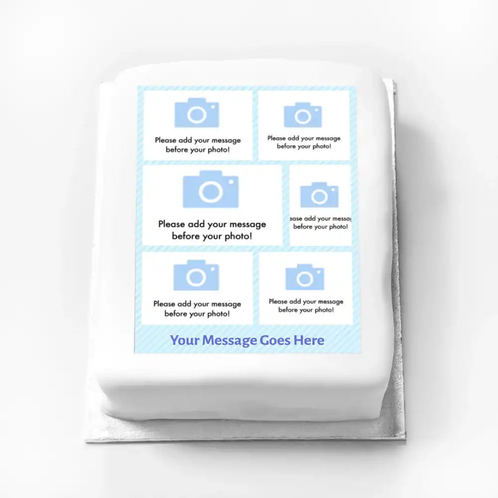 Personalised Blue Pastel Multi Photo Cake Default Title Personalised Cake