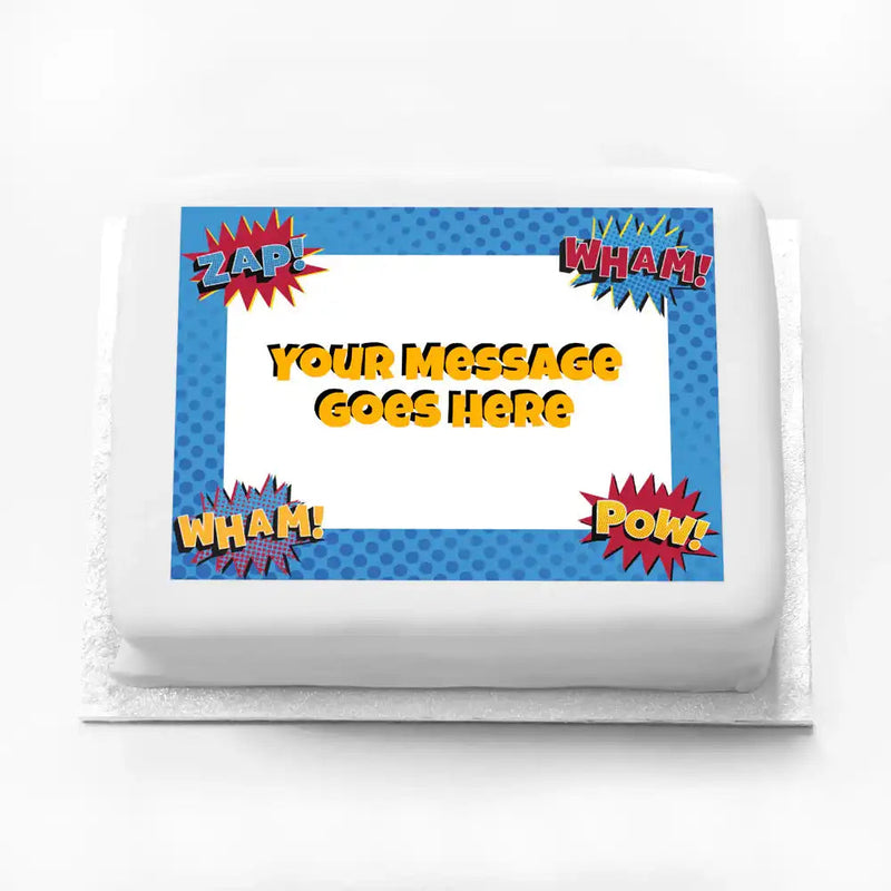 Personalised Photo Cake - Super Hero Slogan No Personalised Cake