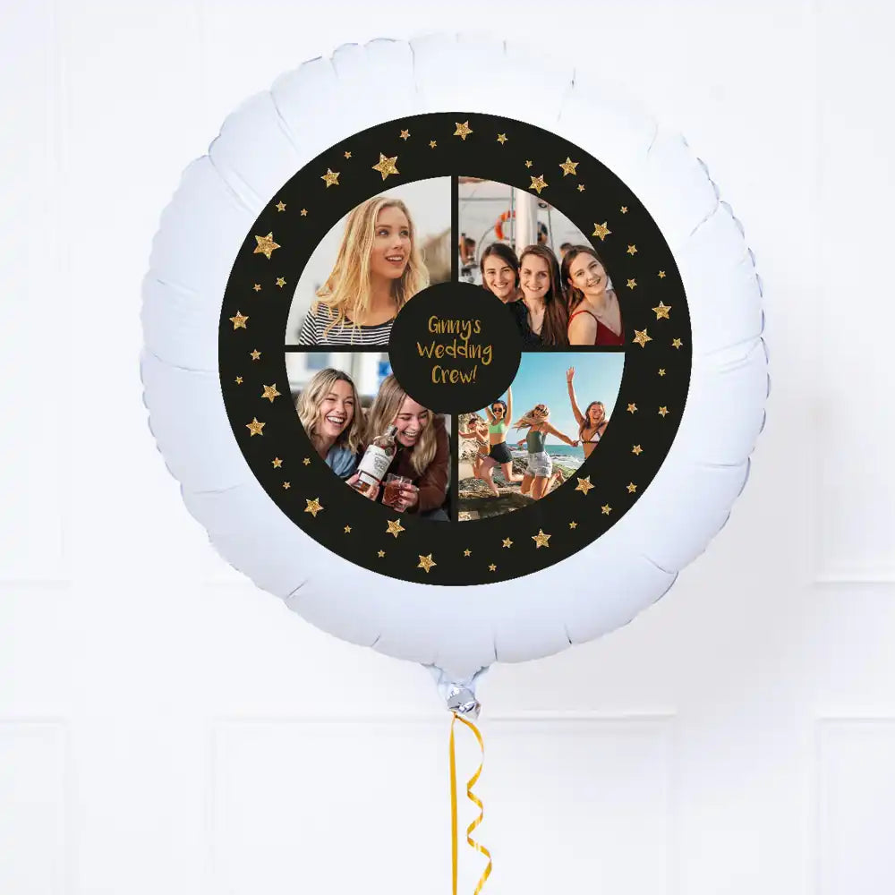 Personalised Photo Balloon – Black & Gold Stars