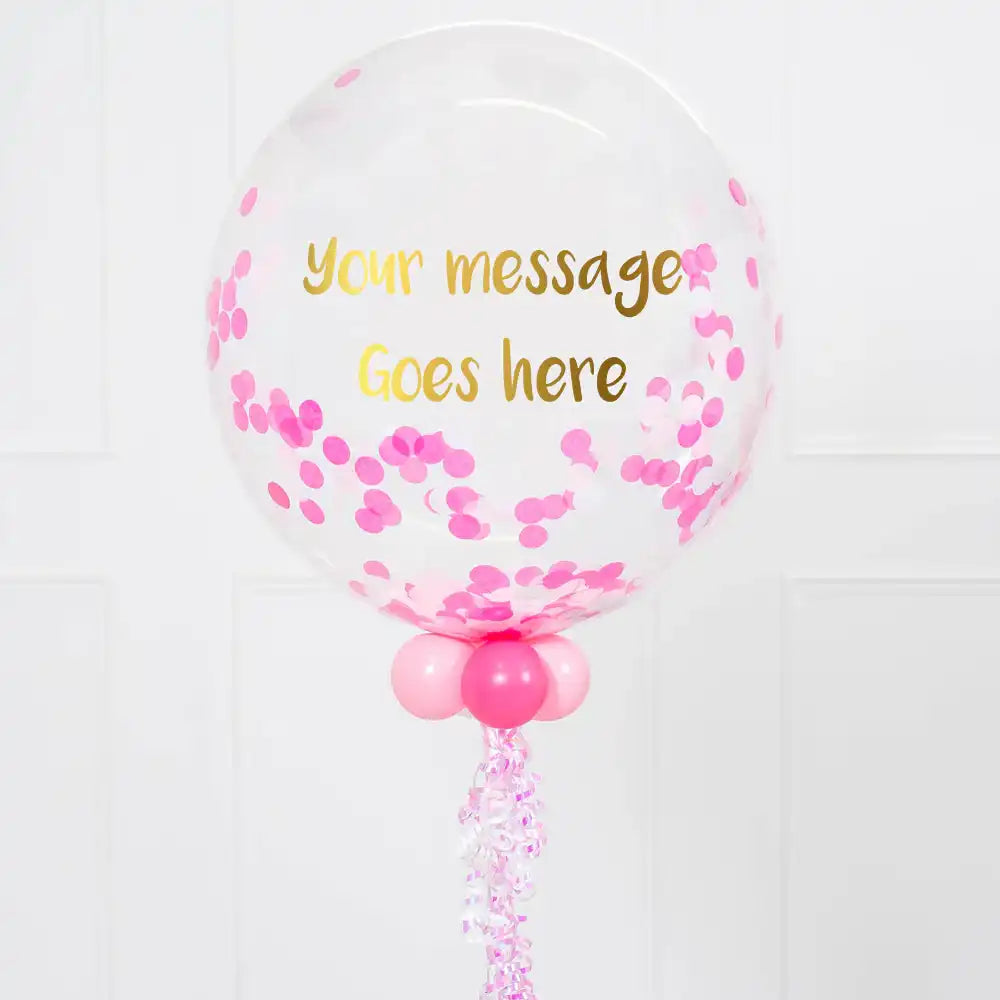 Personalised Bubble Balloon in a Box – Cotton Candy Confetti Personalised Balloons