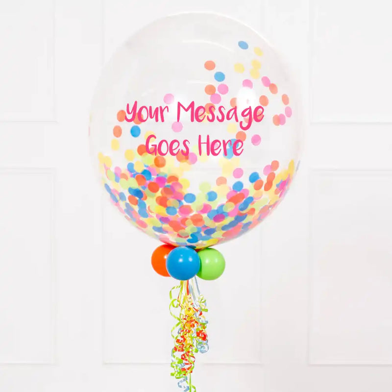 Personalised Bubble Balloon in a Box – Boho Tropical Confetti Personalised Balloons
