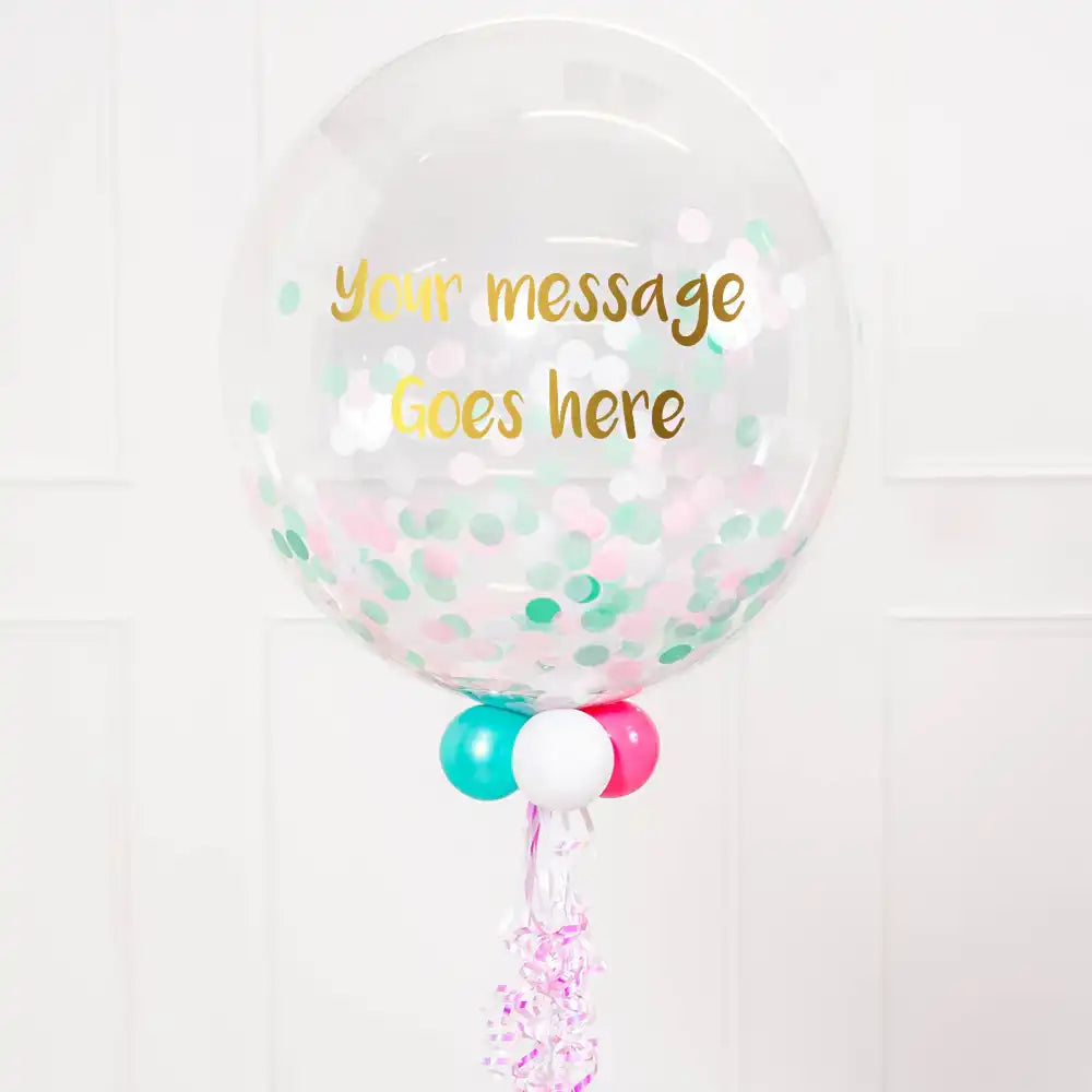 Personalised Bubble Balloon in a Box – Pastel Baby Confetti Personalised Balloons