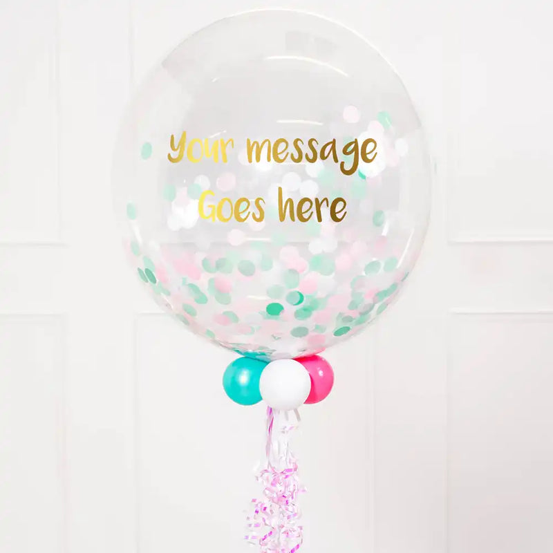 Personalised Bubble Balloon in a Box – Pastel Baby Confetti Personalised Balloons