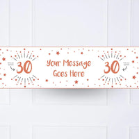 White & Rose Gold Any Age Personalised Party Banner No None Personalised Banner
