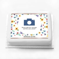 Personalised Photo Cake - Rose Gold Fancy Floral Yes Personalised Cake