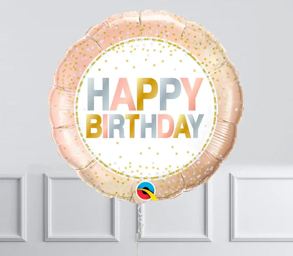 Inflated Balloon Bunch - Rose Gold Metallic Dots 1 Inflated Balloon - £12.99 Personalised Balloons