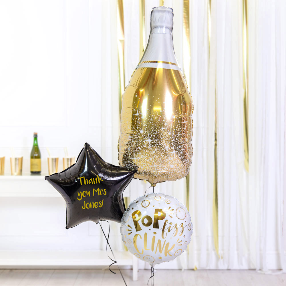 Personalised Inflated Balloon Bouquet in a Box - Elegant Sparkle Personalised Balloons