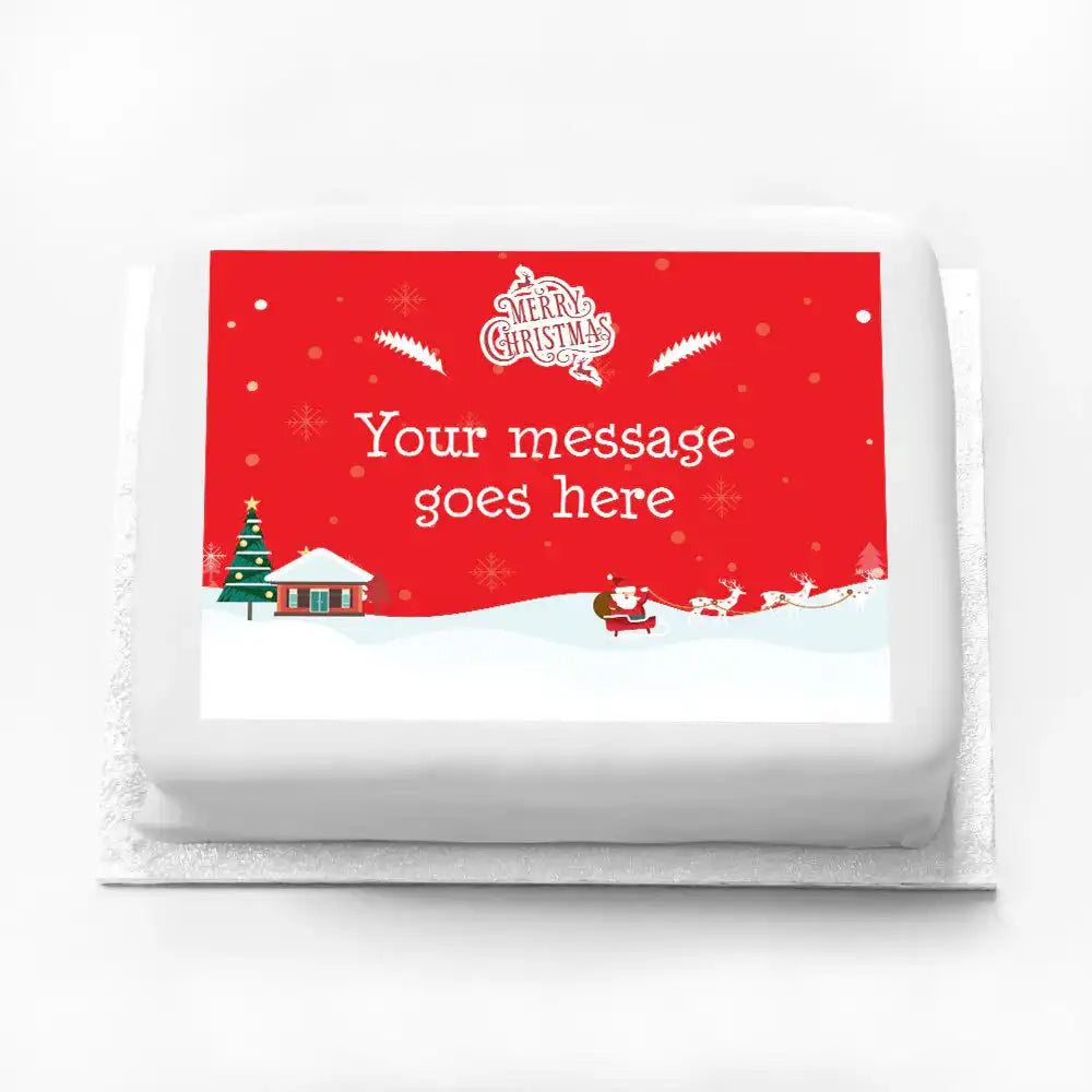 Personalised Photo Cake - Traditional Christmas Message Only Large (up to 20 small portions) Christmas 2024