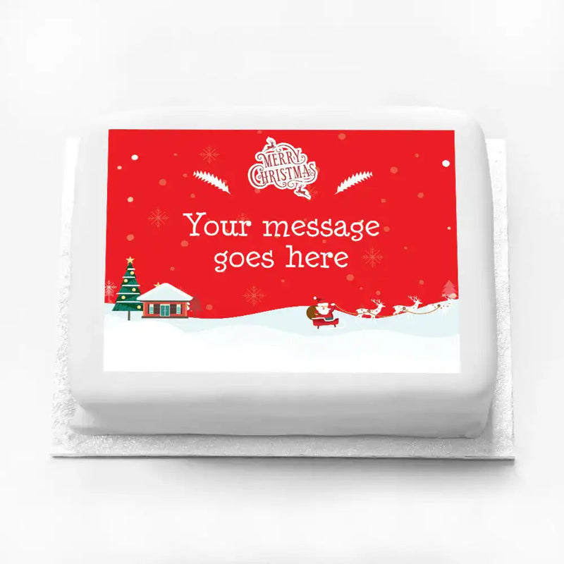 Personalised Photo Cake - Traditional Christmas Message Only Large (up to 20 small portions) Christmas 2024