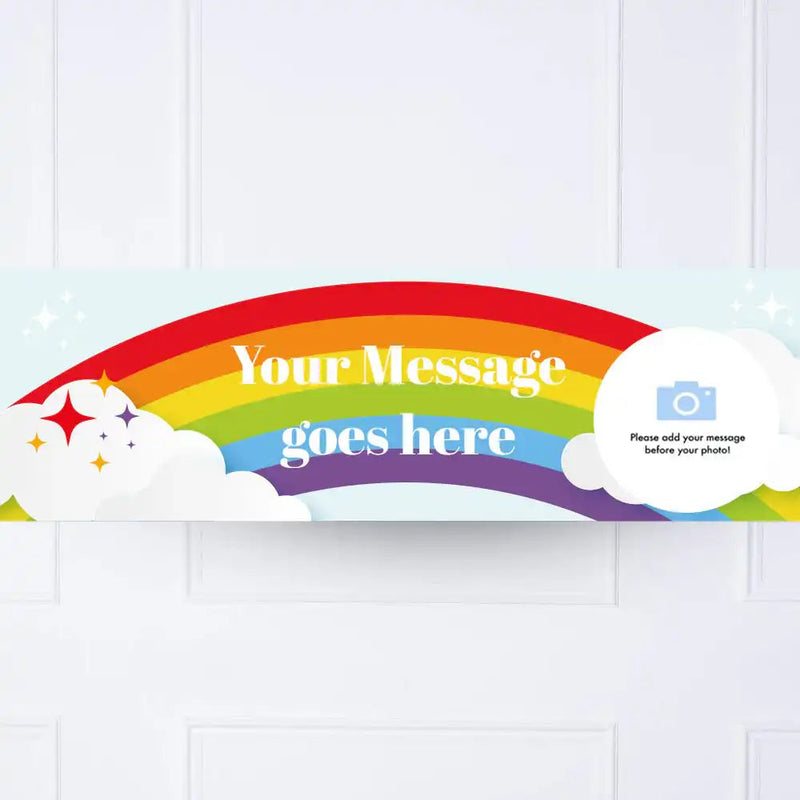 Rainbow Personalised Party Banner Photo & Message No Personalised Banner
