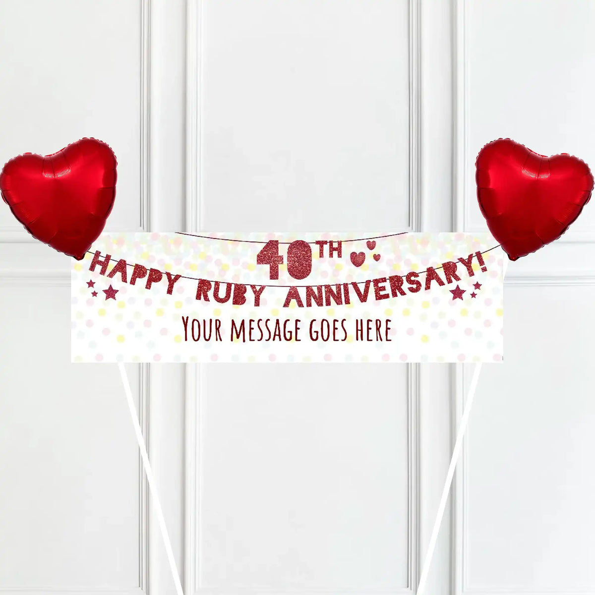 40th Ruby Anniversary Personalised Party Banner No 2 Balloons Personalised Banner