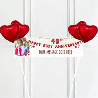 40th Ruby Anniversary Personalised Party Banner Yes 4 Balloons Personalised Banner