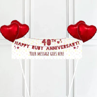 40th Ruby Anniversary Personalised Party Banner No 4 Balloons Personalised Banner
