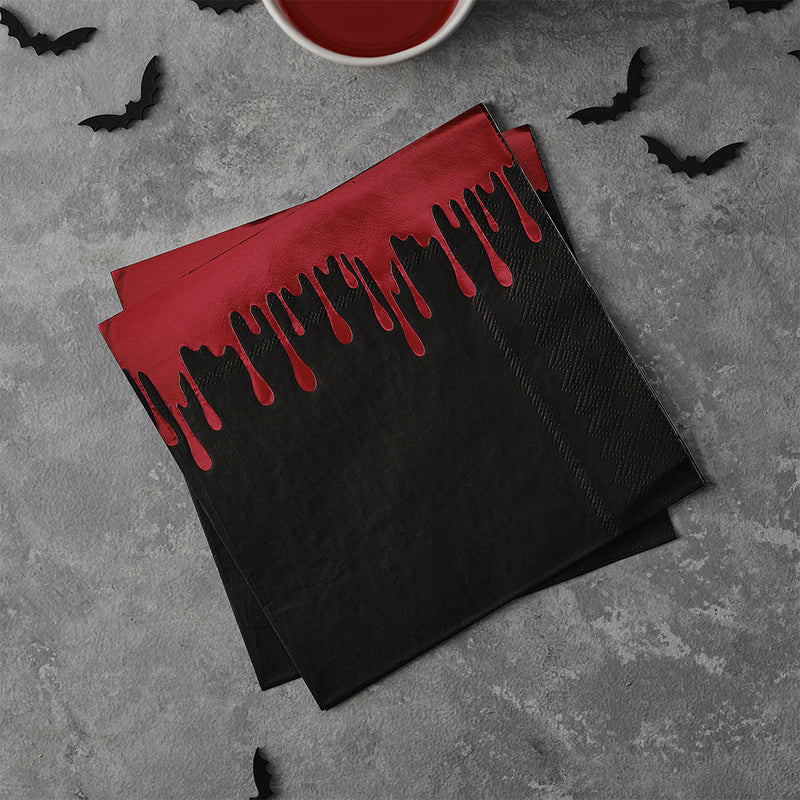Blood Drip Foiled Paper Halloween Napkins (x16)