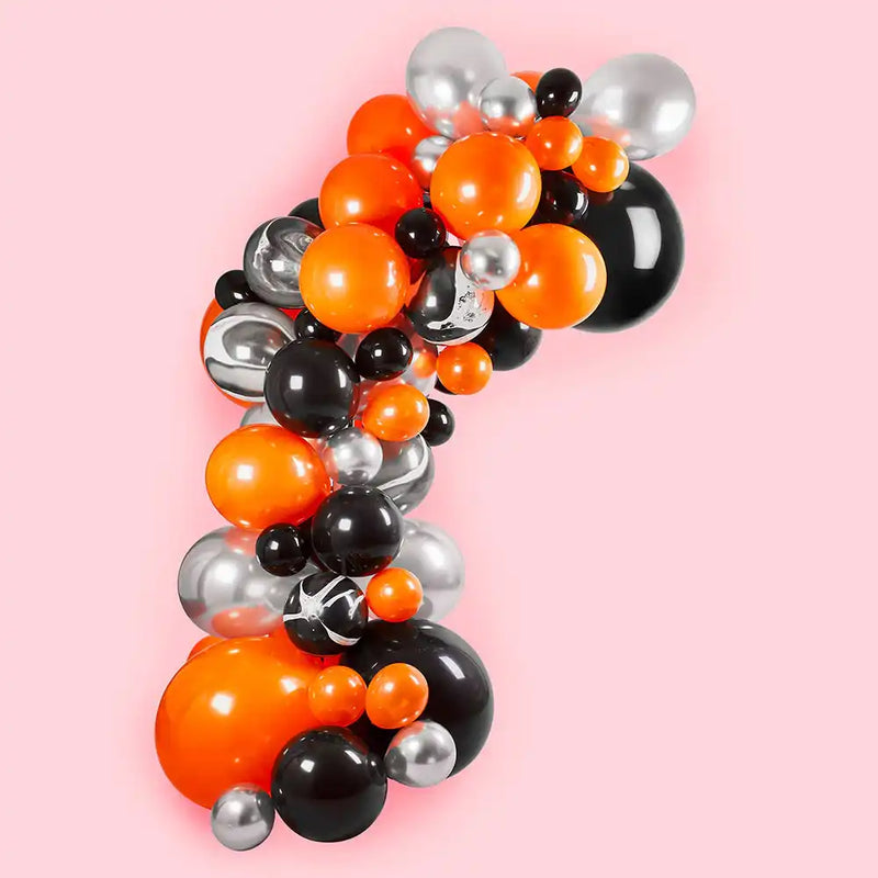 Black, Orange and Silver Balloon Arch Halloween 2024