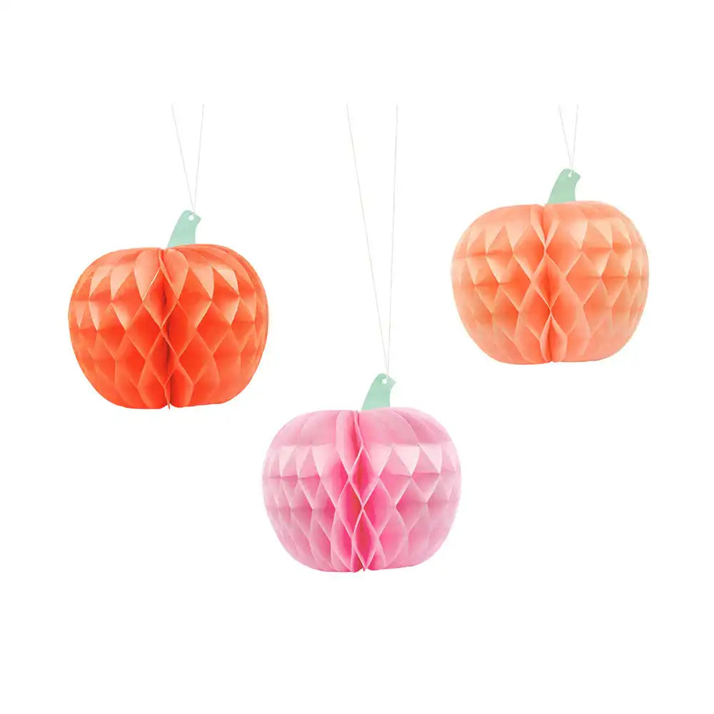 Honeycomb Coloured Pumpkins (x3) Halloween 2024