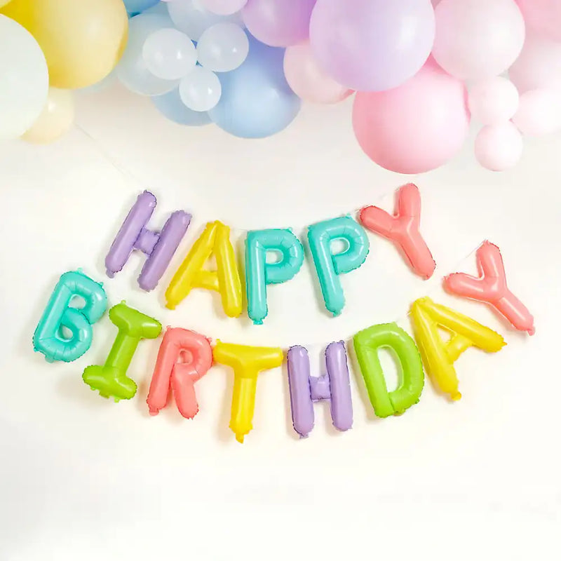 Pastel Happy Birthday Foil Balloon Garland General Party