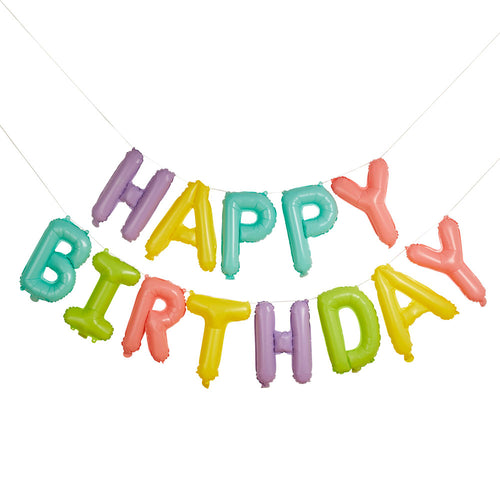 Pastel Happy Birthday Foil Balloon Garland