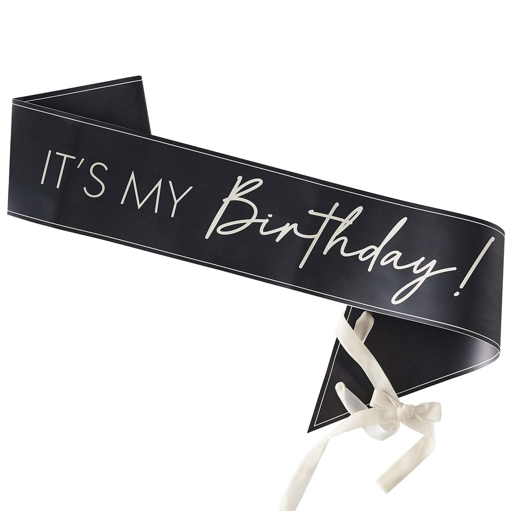 Black 'It's My Birthday' Sash General Party