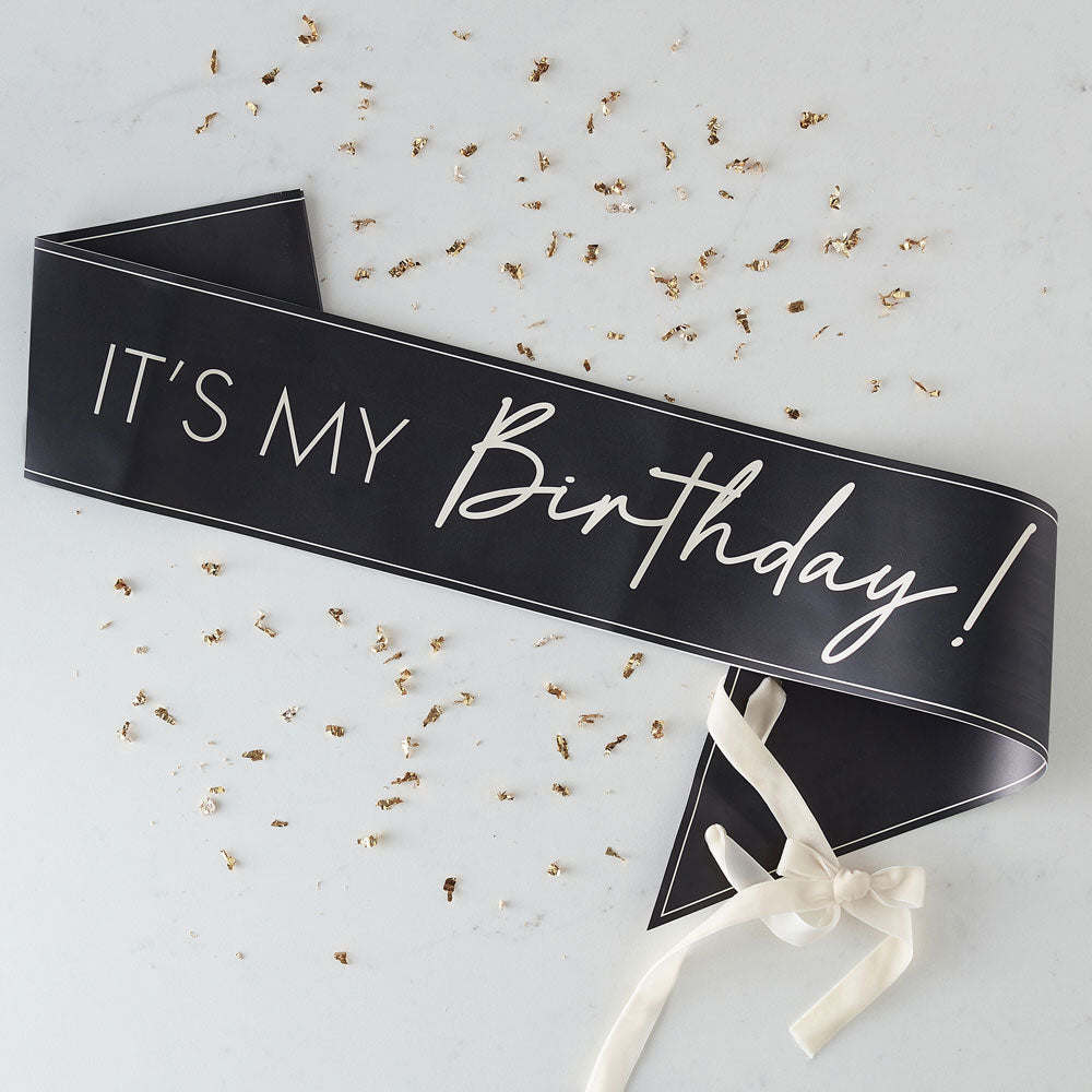 Black 'It's My Birthday' Sash General Party