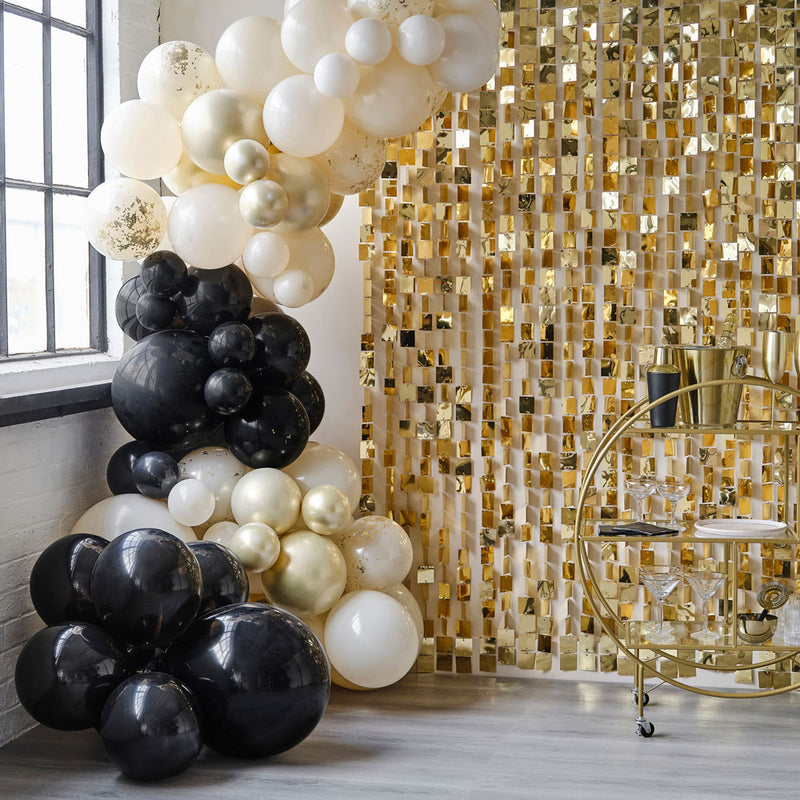 Black, Nude and Champagne Gold Balloon Arch