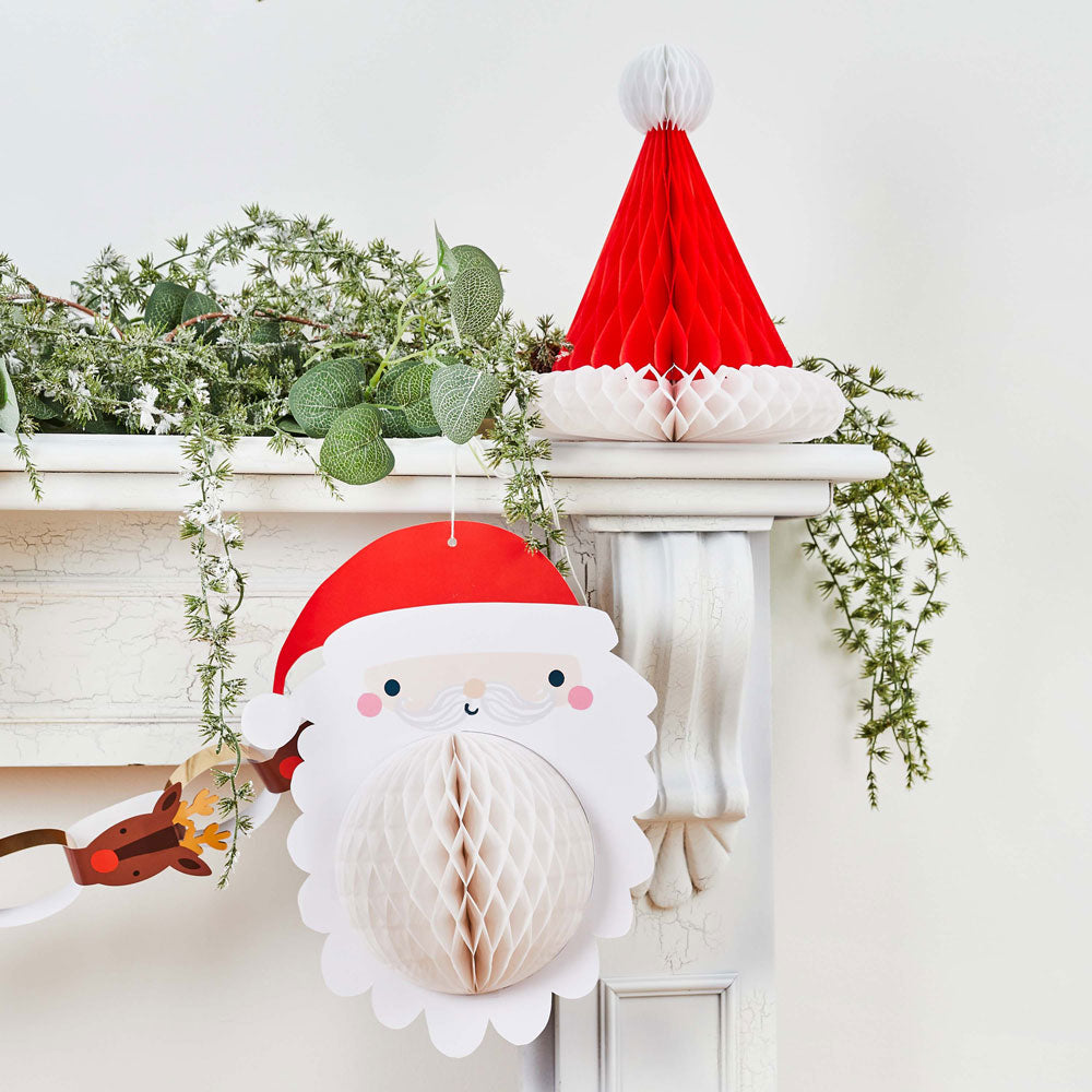 Santa Honeycomb Decorations (x2) Christmas 2023